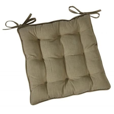 Linen colour square chair pad with ties