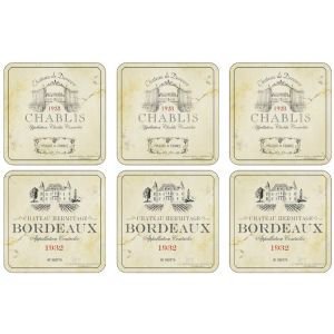 Set of 6 French Wine Label Coasters Set of 6 French Wine Label Coasters