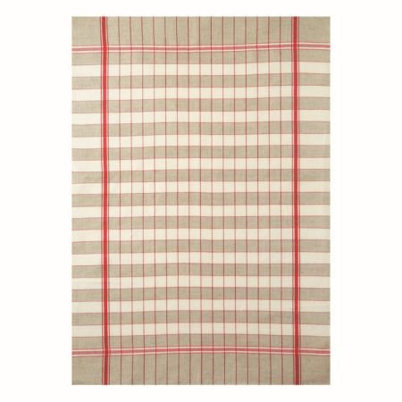 French Linen Rich Tea Towel - Red and Linen Small Check