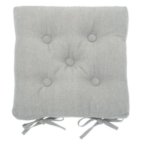 Mid Grey Buttoned Chair Pad with ties