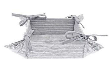 Grey Ticking Bread Basket